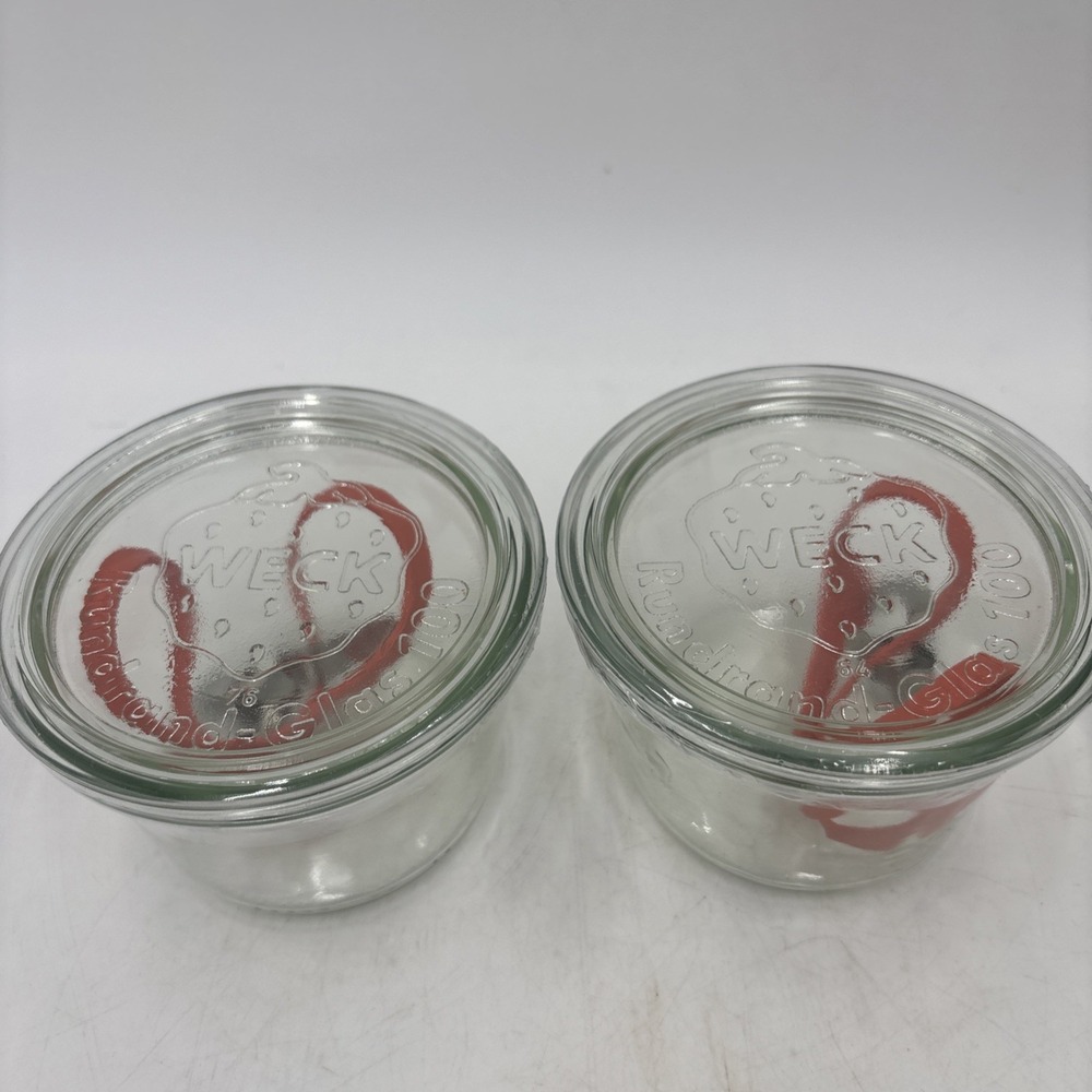 WECK Rundrand-Glas 100 Clear Jar Canning 370 ml Strawberry Clips Lid (set of 2)